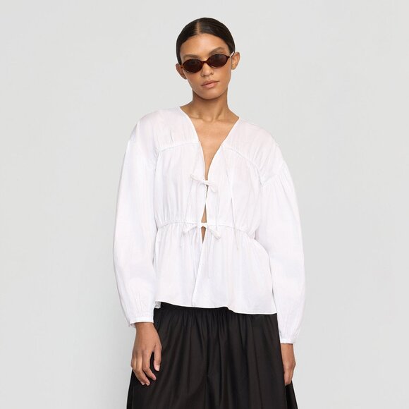 Modern Citizen Tops - Modern Citizen Hira Tie-Front Organic Cotton Blouse Size XSWhite / XS